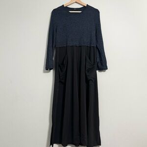 RUTI Black and Blue Midi Evening Dress